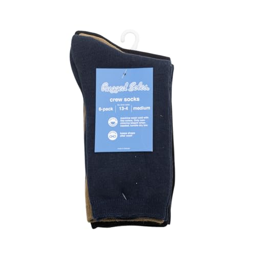 Rugged Soles Boys Solid Unisex Flat Knit No Texture Dress, Uniform Crew Socks Black, Navy and Multi Size Small To Large3