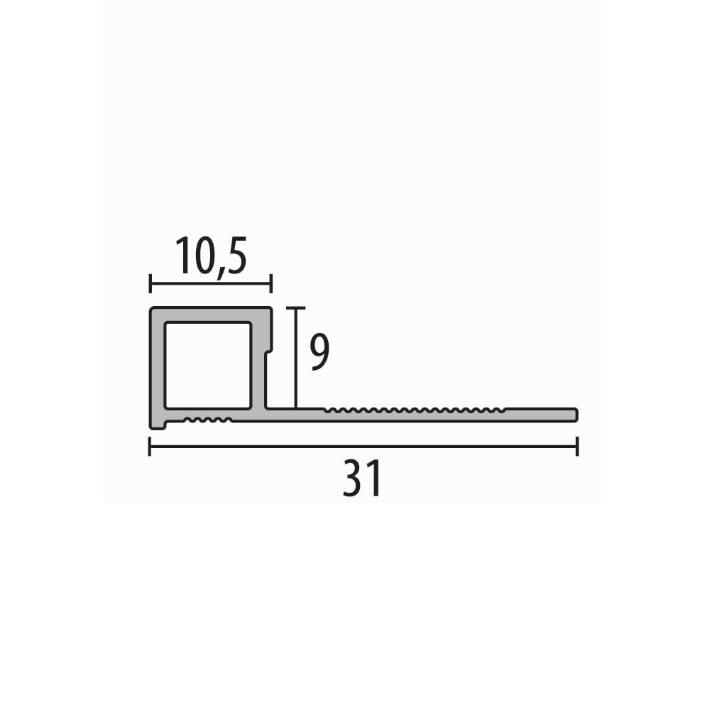 Randleistenprofil 9 x 31 x 2500 mm Einfasshöhe 9 mm Quadratprofil Aluminium Wandabschluss Geschlossen Gestanzt Metallprofil Silber Küberit