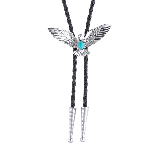 Image of HUABOLA CALYN Bolo Tie for Men Women, Native American Turquoise /Longhorn Bull /Eagle /Horse Bolo ties,Western Tie Costume
