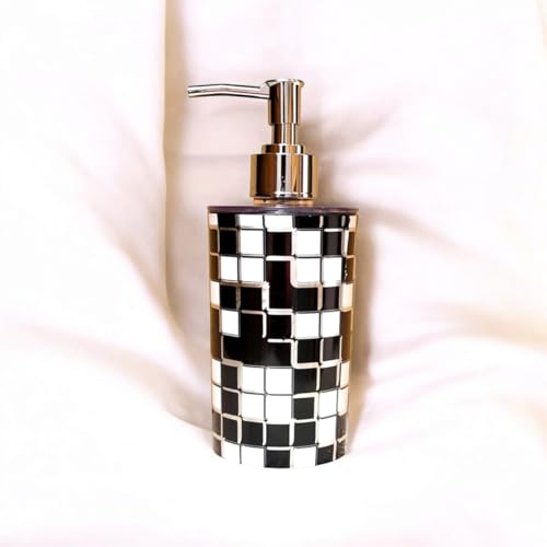 Image of Italian Design Liquid Soap Dispenser| Sanitizer Dispenser | Lotion Dispenser | Shampoo Dispenser | Handwash Bottle | Metallic Grey Finish, 350ml (Mosaic Black)
