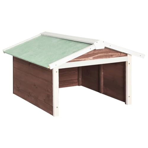 vidaXL Caseta de Cortacésped Robótico Cobertizo Cubierta Cabaña Tejado Refujo Protección Maquinaria Jardín Patio Moca y Blanco Madera Abeto