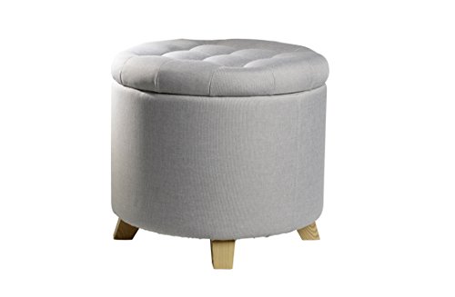 ECHTWERK Sitzhocker “Mary“, Fußhocker mit Stauraum, Abnehmbarer Deckel, Aufbewahrungstruhe rund, mit Holzfüßen, geeignet für Schlaf- und Wohnzimmer, Gepolsterte Sitzfläche, 45 x 45 x 41 cm, Grau ECHTWERK Sitzhocker “Mary“, Fußhocker mit Stauraum, Abnehmbarer Deckel, Aufbewahrungstruhe rund, mit Holzfüßen, geeignet für Schlaf- und Wohnzimmer, Gepolsterte Sitzfläche, 45 x 45 x 41 cm, Grau