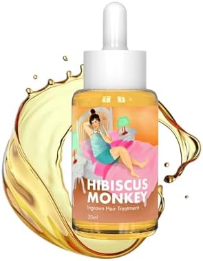 Hibiscus Monkey Ingrown Hair Treatment | 100% Plant Derived | Reduces Ingrown Hair, Soothes Razor Burns, Prevent Acne Breakout Post-Shaving or Waxing | Reduce Skin Irritation | Jojoba, Almond, Tamanu, Plant Salicylic (1%) | Dermatologist Tested (30 ml (Pack of 1))