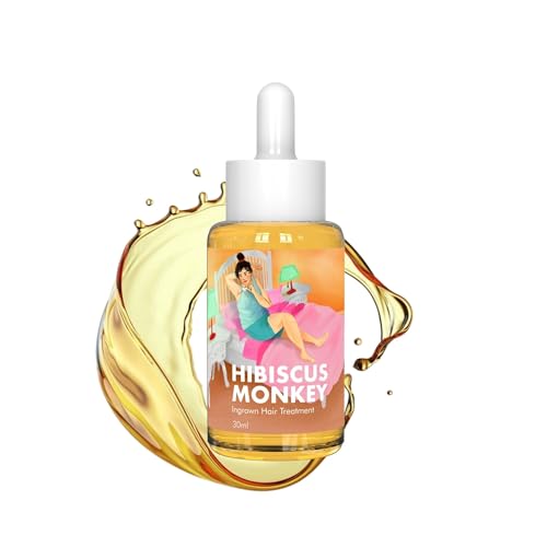 Hibiscus Monkey Ingrown Hair Treatment | 100% Plant Derived | Reduces Ingrown Hair, Soothes Razor Burns, Prevent Acne Breakout Post-Shaving or Waxing | Reduce Skin Irritation | Jojoba, Almond, Tamanu, Plant Salicylic (1%) | Dermatologist Tested