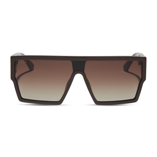DIFF Electra Oversized Shield Sunglasses for Women | Truffle + Truffle Gradient | 100% UV Protection3