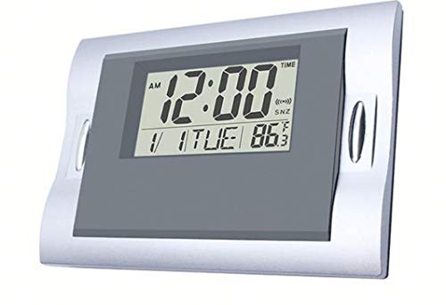 Vmarketingsite Digital Wall Clocks Grey, Silent Desk Clock Battery Operated Large LCD Kids