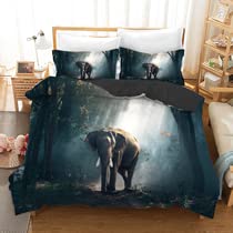 Parure de lit 240x260 éléphant noir en microfibre 110g de qualité supérieure