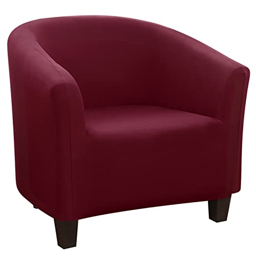 Image of SearchI Club Chair Slipcover Stretch Barrel Chair Covers Solid Color Tub Chair Slipcovers Spandex Armchair Sofa Cover Removable Couch Furniture Protector Arm Chair Cover for Living Room(Pure Wine Red)