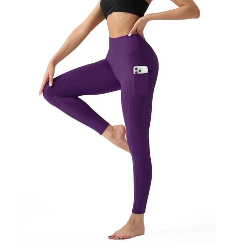 Image of YUDSUD High Waisted Leggings for Women with Pockets - Tummy Control Capris Yoga Pants for Workout Running Athletic Cycling
