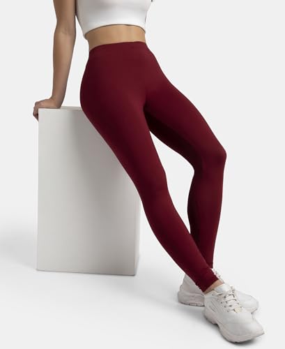 Image of Jockey AW87 Women's Super Combed Cotton Elastane Stretch High Rise Leggings with Ultrasoft Waistband