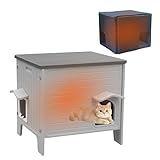 Plastic Cat House with Insulated Liner for Winter, Cat Houses with Escape Door, Waterproof Outdoor Cat House for Feral Cats, Outside Cat Shelter for Small Pet, Assemble Easily