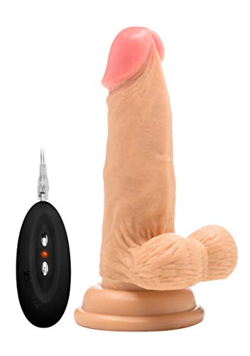 Shots Realrock - 6" Vibrating Realistic Cock With Scrotum - Skin