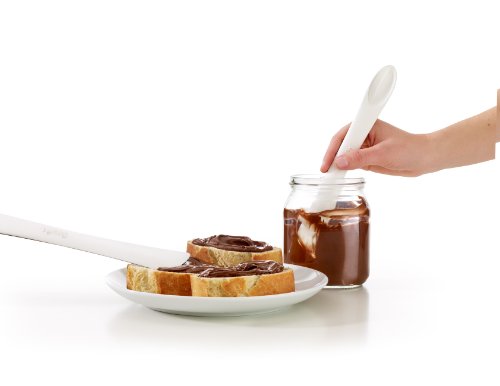 Lékué Duo Tool - Cuchara/espátula, Color Blanco y marrón