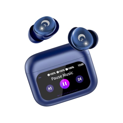Image of VEKJ Sleep Earbuds Bluetooth 5.4 in Ear Smart Touch Screen Ear Buds, 48H Playtime Mini Sleep Headphones Small Design for Side Sleepers, 5 EQ Modes, Crystal-Clear Calls, IPX7 Waterproof Earphones Blue
