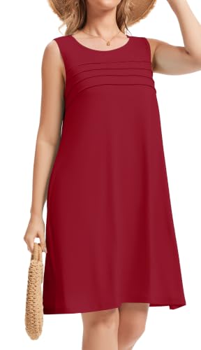Image of CHICGAL Womens Summer Dresses Casual Loose Pleated Front Tshirt Sleeveless Tank Sundresses with Pockets 2026