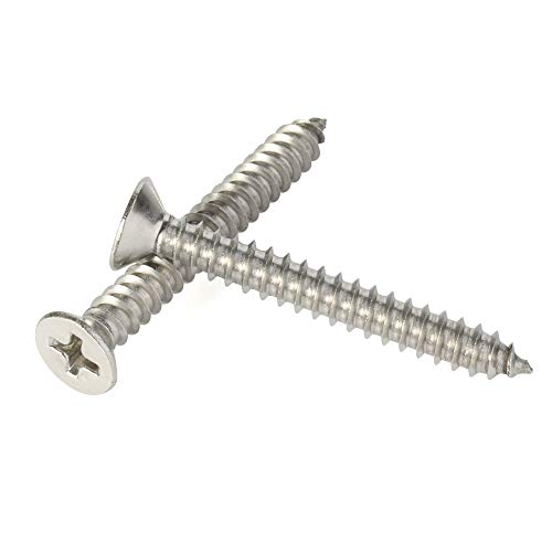 Mellewell PTM#10×2-50 #10 X 2 (3/8 Inch To 2 Inch Available) Flat Head Sheet Metal Screws Wood Screws, 304 Stainless Steel 18-8, Self Tapping thumb #2