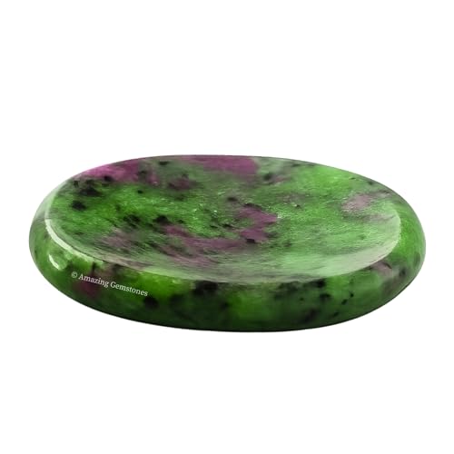 Image of Amazing Gemstone Ruby Zoisite Worry Stone Crystals and Healing Stones - Worry Stones for Stress Relief Gifts - Piedra Crystal Fidget for Meditation, Relaxation - Unique Stocking Stuffers