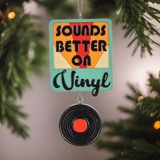 Miniatura 4 de The Bridge Collection Sounds Better on Vinyl Record Ornament  Adorno de vinilo retro de 4.25 pulgadas  Decoración navideña temática musical