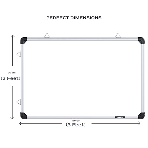 Image of Amazon Brand - Solimo Non-Magnetic Double Sided Whiteboard & Chalkboard | 2x3 Feet (60x90 cm) | Dry Erase Marker & Chalk Writing Board | Home, Office, School, Kids | Aluminium Frame | Pack of 1