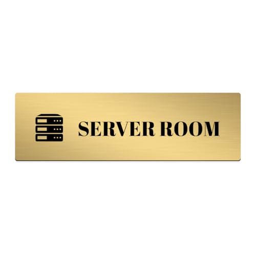 Image of Gifteeng Brushed Silver PVC Office Sign with Double-Sided Tape | Durable 10x3 Inch Signage for Clinics, Malls, Gyms & Hospitals - Available in Silver & Gold (Brushed Gold, Server Room)