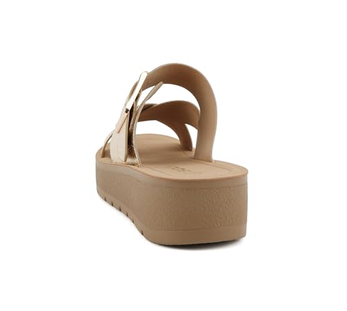Soda Papaya ~ Women Open Toe Multi-Strap Flatform Sandals3
