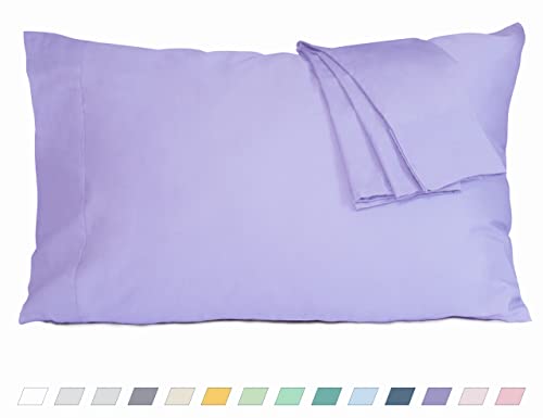 Pillow Cases, King Size Cotton Percale Weave Pillowcases, Pre-Shrunk Breathable and Hypoallergenic Pillowcases, Set of 2 (2 Piece King 20 Inch x 40 Inch, Purple)
