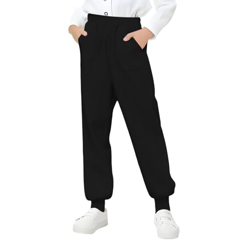 Finelylove Joggers for Boys Casual Fleece Wide Leg Sweatpants Elastic Waist Fall Fashion Sweatpants with Pockets 5-15 Years