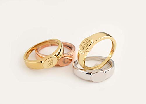 Elegant Jewel Box Women Oval Initial Signet Ring In Solid Gold 9K, 14K, & 18K, Custom Engraved Signet Ring, Gold Personalized Chevalier Ring, Birthday Gift, Rn363 #TOP4