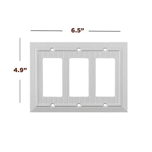 Image of Pack of 2 Wall Plate Outlet Switch Covers by SleekLighting | Classic Beadborad Wall plates| Variety of Styles: Decorator /Duplex /Toggle /Blank / & Combo | Size: 3 Gang Rocker