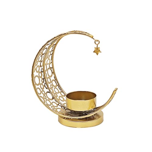 Wynrzyj Candelabro Votivo De Metal Oriente Medio Para El Hogar Mesa Decorativa Vacaciones Portavelas De Tealight En Forma De Luna Hueco Decorativo Eid Candelabros