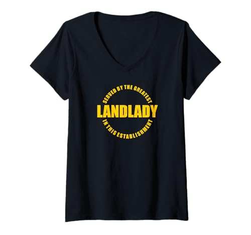 Buy Your Unique “Served by the Greatest Landlady” Women’s V-Neck T-Shirt Buy Your Unique "Served by the Greatest Landlady" Women's V-Neck T-Shirt – Pub Landlady Humor Bar Patron Statement Sarcasm