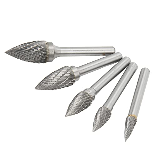Set de 5 fresas rotativas de carburo de doble corte miniatura 3