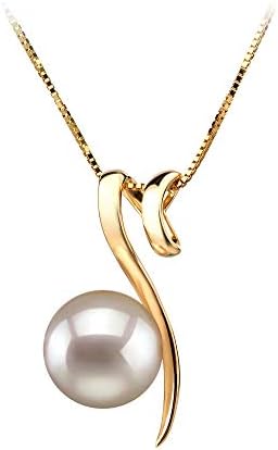 PearlsOnlyDionne White 8-9mm AA Quality Japanese Akoya 14K Yellow Gold Cultured Pearl Pendant For Women