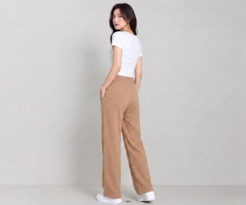 Image of Samfor Woman's Loose Fit Track Pants - Polycotton Joggers with Elastic Waistband & Side Pockets, Lower Comfortable for Gym, Running & Casual Wear