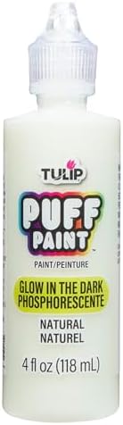 Tulip Puff Glow In The Dark Fabric Paint, Permanent Craft Paint for Clothes, DIY Projects, Notoxic, 4 fl oz, Glow Natural