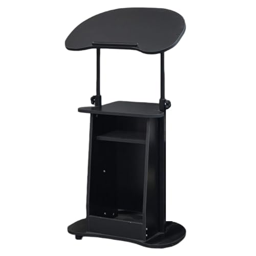 Escritorio rodante de altura ajustable, soporte portátil para podio con ruedas, escritorio para laptop para profesores, aula, oficina, conferencias y entrenamiento