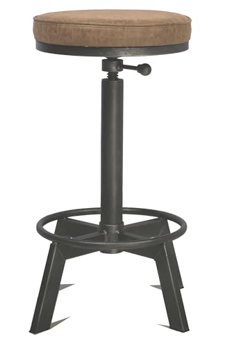 Butaco Industrial Vintage, asiento de PU ajustable en altura 23.7-29.5 pulg, con base de hierro fundido y rotación 360°, juego de 2 miniatura 3