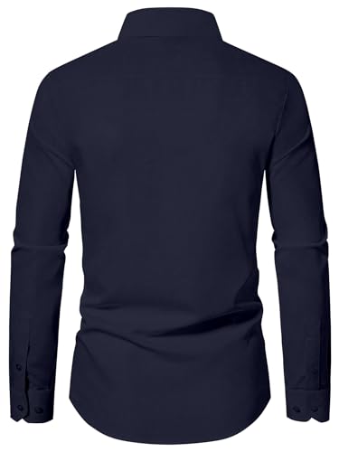 Image of AVANOVA Men's White Long Sleeve, Slim Fit Button Down Dress Shirt for Men | Casual Office Wear | Formal Business Shirts | Stylish Plain Single Breasted Shirt(Shirt 87)