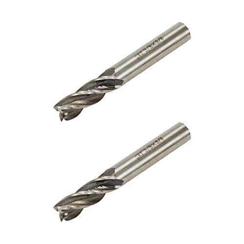 Image of Square End Mill 3 /8 inch Cutting Dia x 3 /8 inch Shank Dia 4 Flute Straight End Mill Cutter - 2pcs