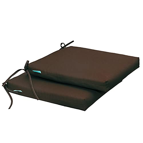 QILLOWAY Outdoor Indoor Seat Cushions, Square Foam Dining Chair Pads,All Weather, 17"x17"x3",2 Count (Coffee)