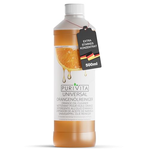 PURIVITA® Orangenölreiniger Konzentrat [500ML] - Universal Orangenreiniger Umweltfreundlich - Hochergiebiger Orangenöl Reiniger - Veganer Orangen Reiniger mit Frischeduft - Allzweckreiniger