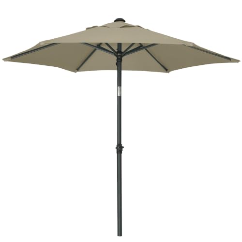 AMMSUN 6ft Patio Umbrella Outdoor Table Umbrellas with Push Button Tilt UPF50+ Premium Steel Pole and Ribs for Deck Lawn Garden Backyard & Pool (Khaki)