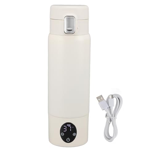 FAUOSWUK Calentador de Botellas Portátil para Viajar, Inalámbrico Calentador de Leche Rápida de 300 Ml para Leche Materna, Fórmula, Agua, 37 a 50 ℃ Ajustable para el Hogar y los Viajes