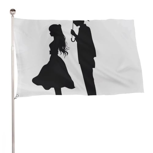 Drapeau de bienvenue couple d'anime pour offrir lors d'une crémaillère