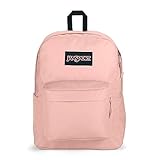 JanSport Superbreak Plus Backpack - Work, Travel, or Laptop Bookbag with Water Bottle Pocket, Misty Rose