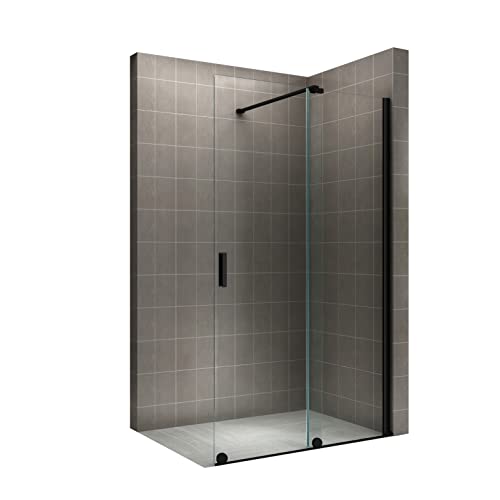 i-flair Walk In Duschwand mit Schiebetür NADINE 140x200cm in Schwarz...