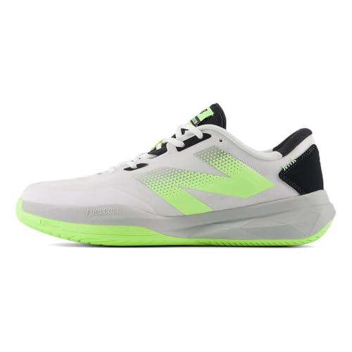 New Balance Men's FuelCell 796 V4 Hard Court Tennis Shoe, White/Bleached Lime Glo/Black, 7.5 W