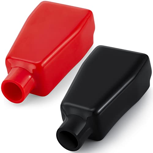 Image of 2 Pieces Battery Terminal Covers Battery Terminal Insulating Protector | Positive and Negative Cable Covers, Battery Terminal Protector for Boat Cars Auto Marine Batteries, Insulated Plastic Caps