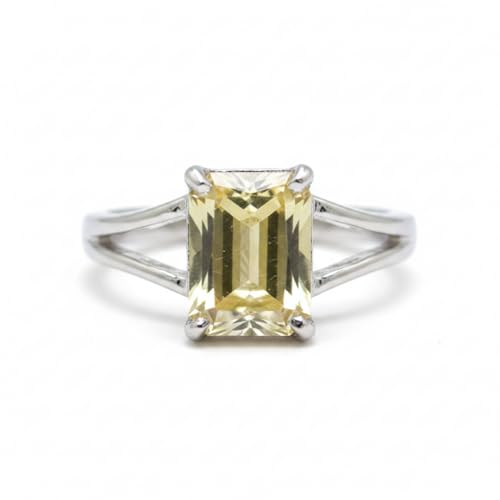 Bague citrine jaune véritable à porter au quotidien avec sa monture argent faite main