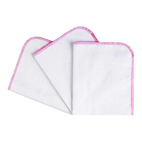 ByBoom Basics Baby Molton Flannel Wash Cloth Hand Towel 30 x 35 cm with Loop, 100% Cotton, Extra Soft, Fluffy Cover